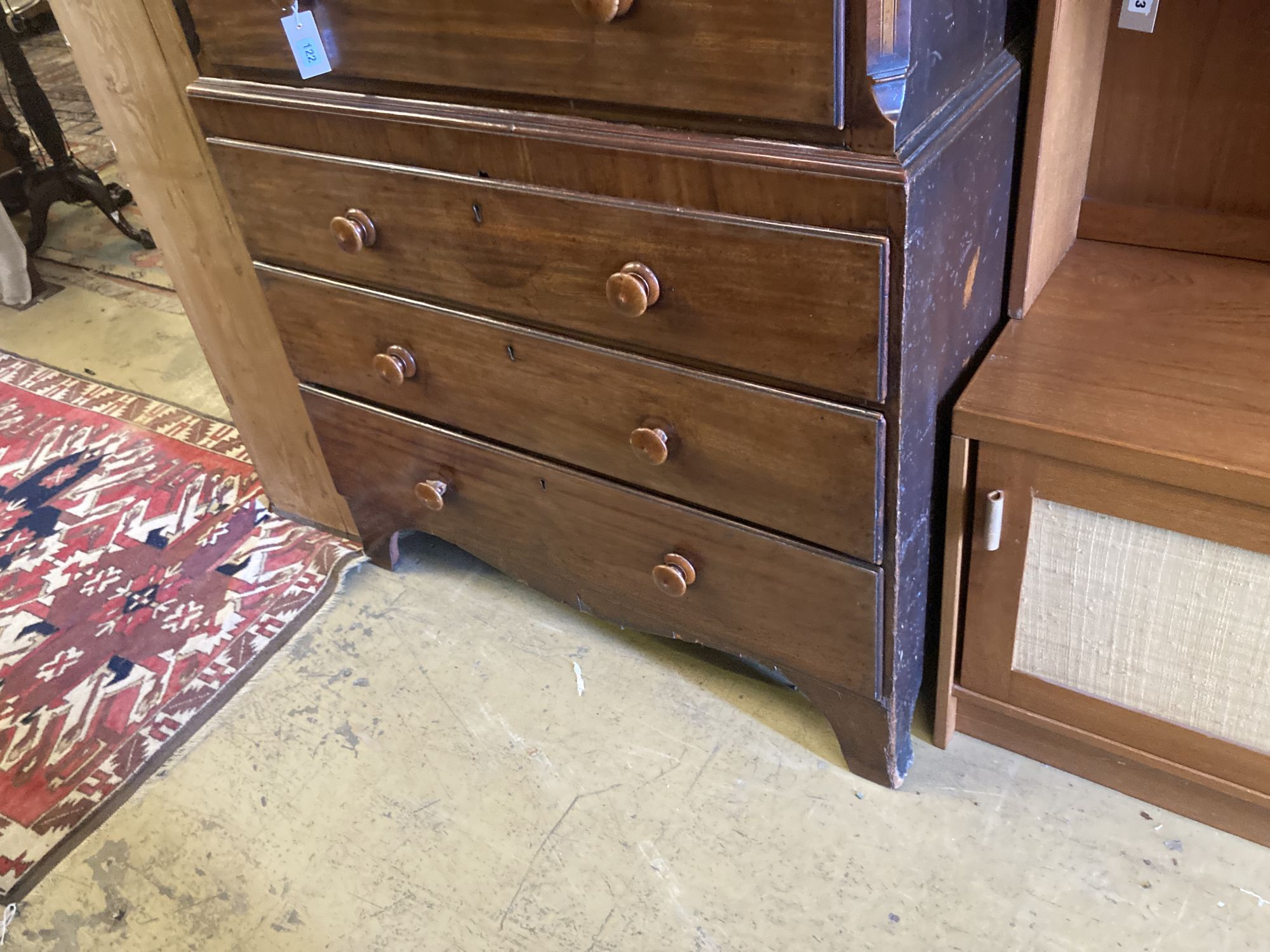 A George III mahogany chest on chest, width 106cm, depth 56cm, height 194cm